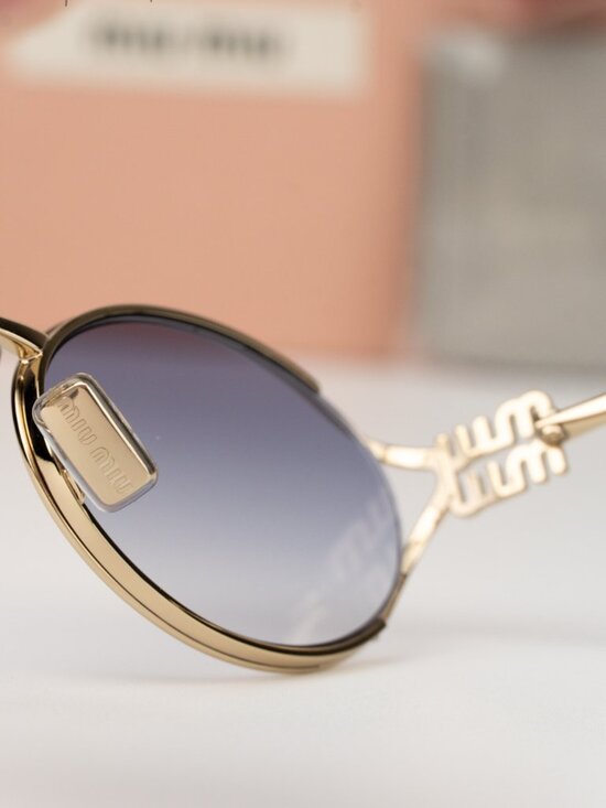 Miu Miu Women Sunglasses Gold Blue Gradient Clear Oval MU52YS ZVN80O BRAND NEW main image 5
